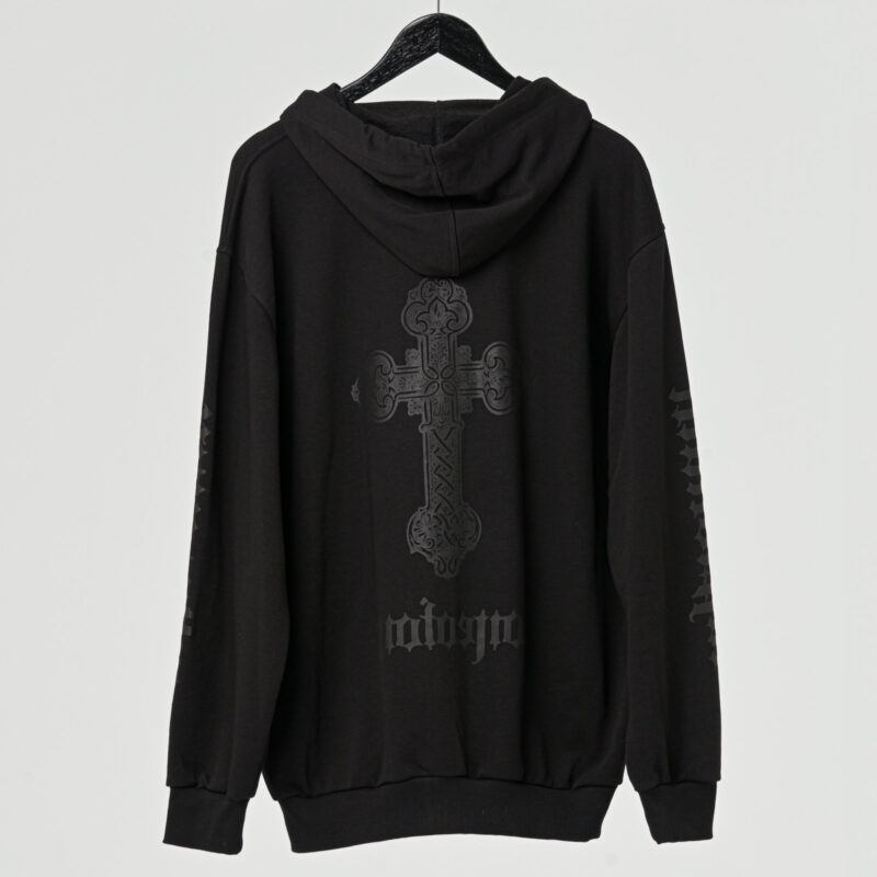 Oversized zip-up hoodie black cross